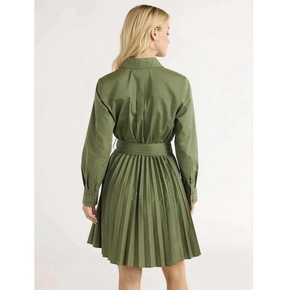 Free Assembly Pleated Shirtdress Olive Green Size XL New with Tags - Picture 7 of 9